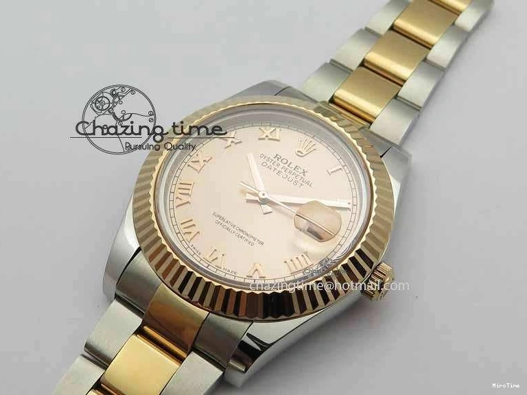 MiroTime 1218 Sleek DateJust II 41mm SS RG BP Maker Best Edition RG Roman Dial On SS RG Bracelet SA 3711